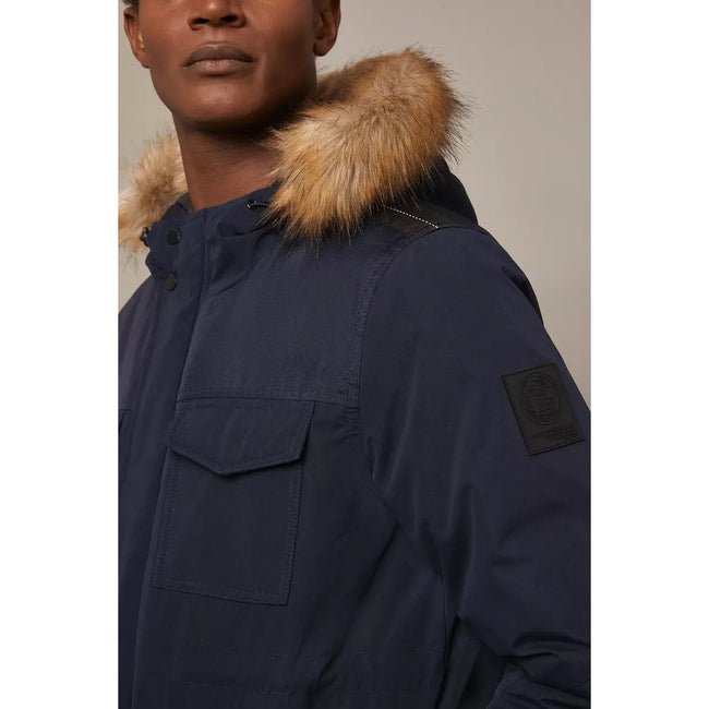 Navy - Side - Burton Mens Panelled Hooded Regular Parka