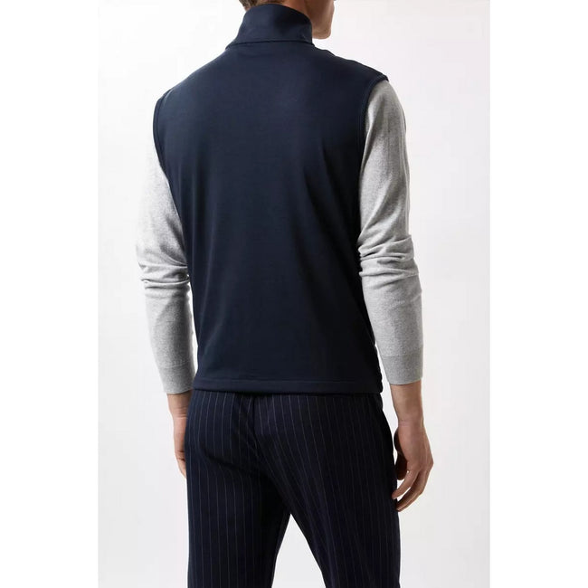 Navy - Back - Burton Mens Quilted Funnel Neck Vest