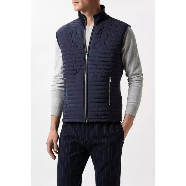 Navy - Side - Burton Mens Quilted Funnel Neck Vest