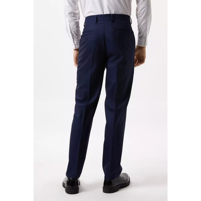 Blue - Back - Burton Mens Wool Plain Slim Suit Trousers