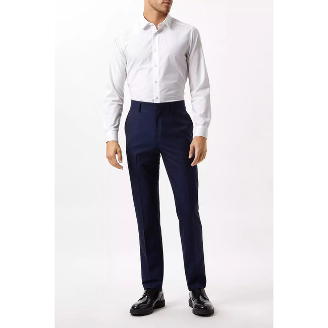 Blue - Pack Shot - Burton Mens Wool Plain Slim Suit Trousers