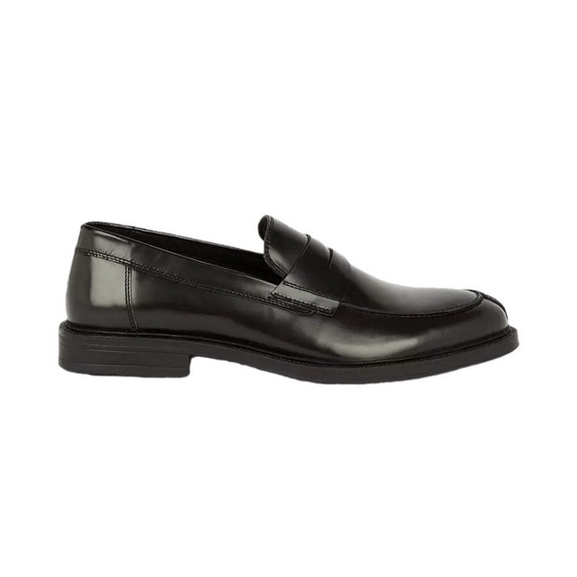Black - Front - Burton Mens Leather Slip-on Loafers