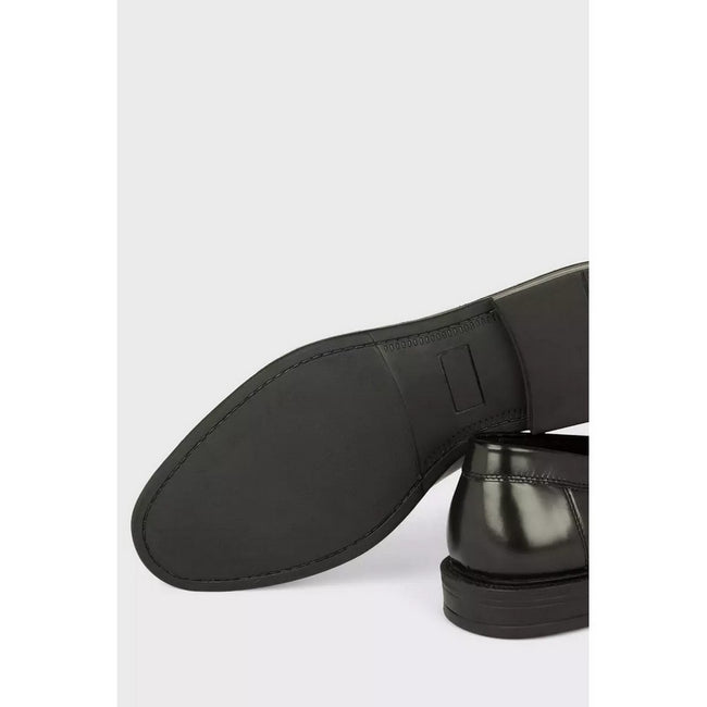 Black - Side - Burton Mens Leather Slip-on Loafers