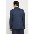 Blue - Back - Burton Mens Checked Jersey Slim Suit Jacket
