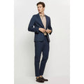 Blue - Close up - Burton Mens Checked Jersey Slim Suit Jacket