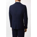 Navy - Back - Burton Mens Checked Tweed Slim Suit Jacket