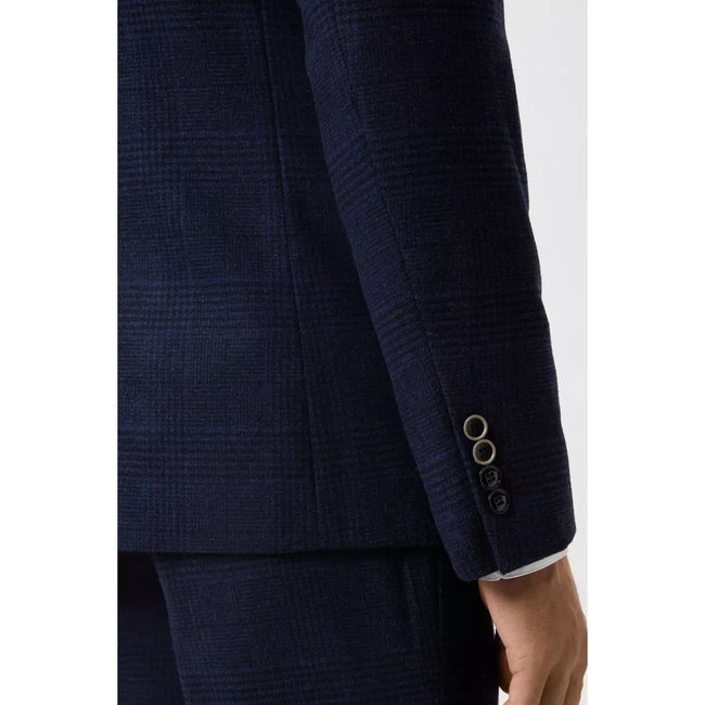 Navy - Lifestyle - Burton Mens Checked Tweed Slim Suit Jacket