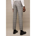 Gray - Back - Burton Mens Highlight Checked Slim Suit Trousers