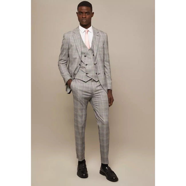 Gray - Lifestyle - Burton Mens Highlight Checked Slim Suit Trousers