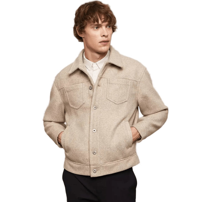 Neutral - Front - Burton Mens Faux Wool Regular Trucker Jacket