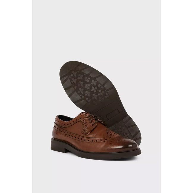 Brown - Side - Burton Mens Leather Brogues
