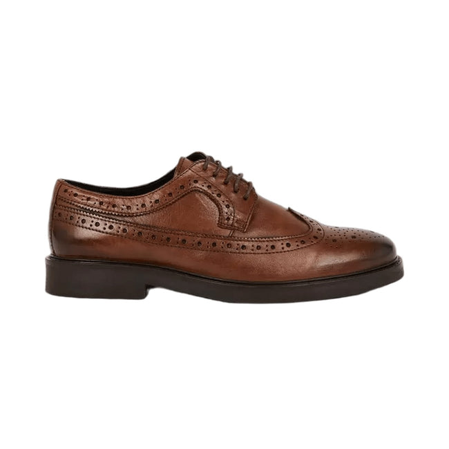 Brown - Front - Burton Mens Leather Brogues