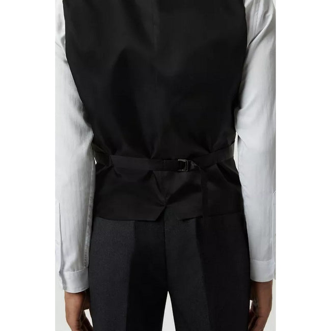 Charcoal - Back - Burton Mens Plain Wool Slim Vest