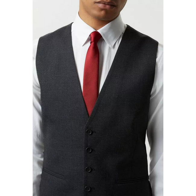 Charcoal - Side - Burton Mens Plain Wool Slim Vest