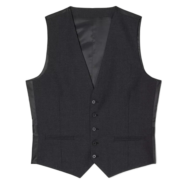 Charcoal - Front - Burton Mens Plain Wool Slim Vest