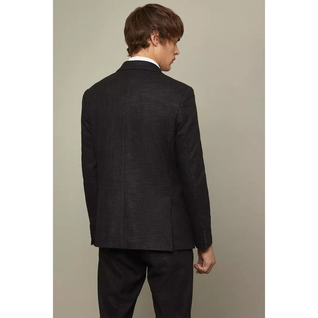 Black - Back - Burton Mens Textured Slim Suit Jacket