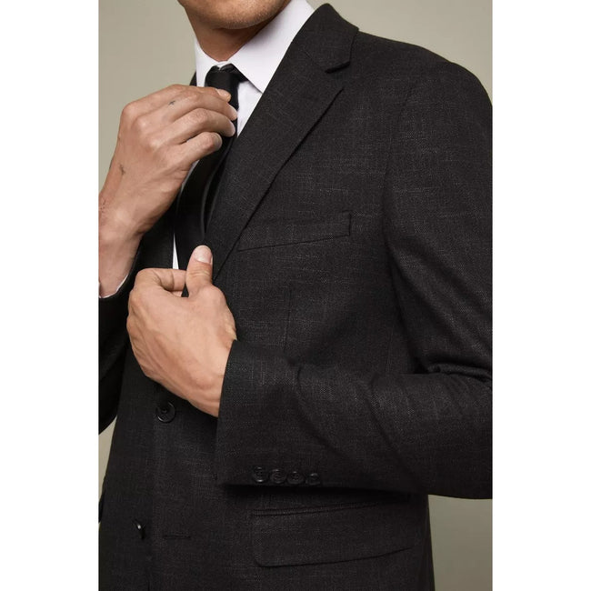 Black - Lifestyle - Burton Mens Textured Slim Suit Jacket