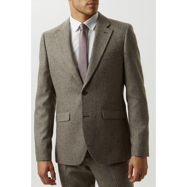 Neutral - Side - Burton Mens Basketweave Slim Suit Jacket