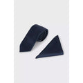 Navy - Side - Burton Mens Slim Tie & Pocket Square Set