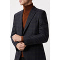 Navy-Rust - Side - Burton Mens Windowpane Check Single-Breasted Slim Blazer