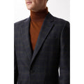 Navy-Rust - Pack Shot - Burton Mens Windowpane Check Single-Breasted Slim Blazer