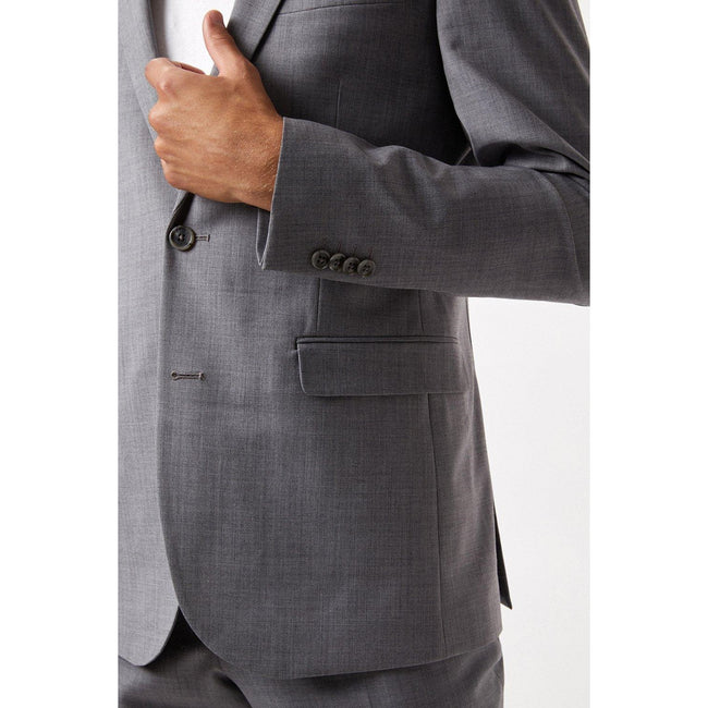 Gray - Pack Shot - Burton Mens Performance Single-Breasted Slim Suit Jacket