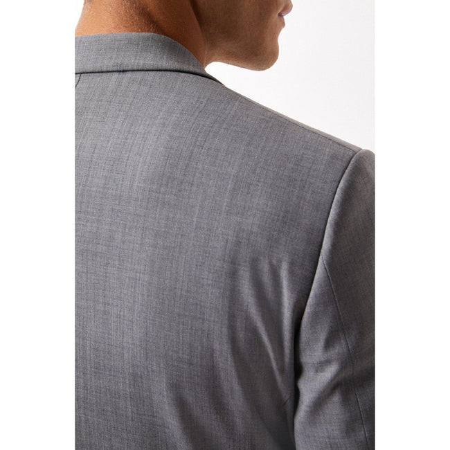 Gray - Close up - Burton Mens Performance Single-Breasted Slim Suit Jacket
