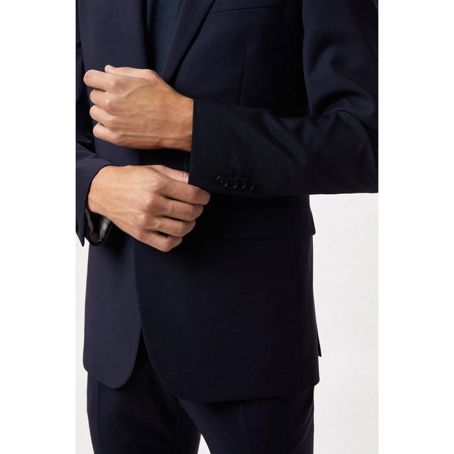 Navy - Pack Shot - Burton Mens Performance Single-Breasted Slim Suit Jacket