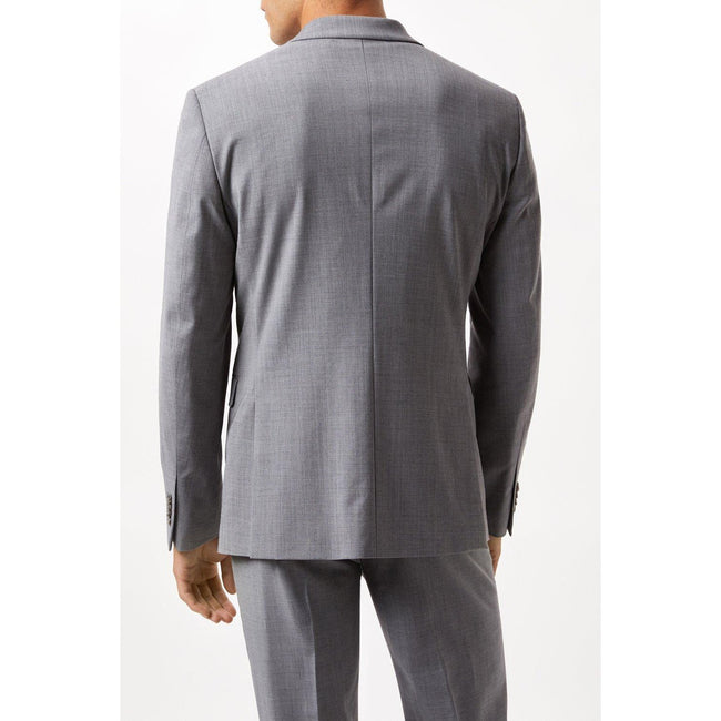 Gray - Back - Burton Mens Performance Single-Breasted Slim Suit Jacket