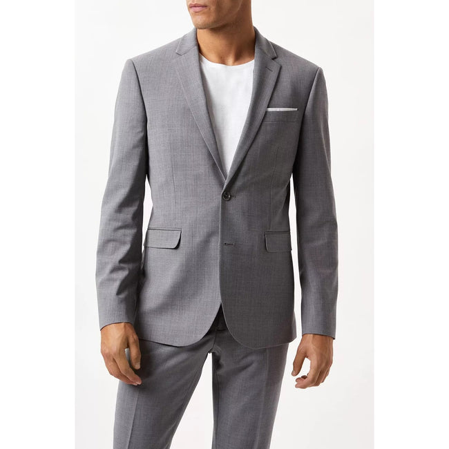 Gray - Side - Burton Mens Performance Single-Breasted Slim Suit Jacket