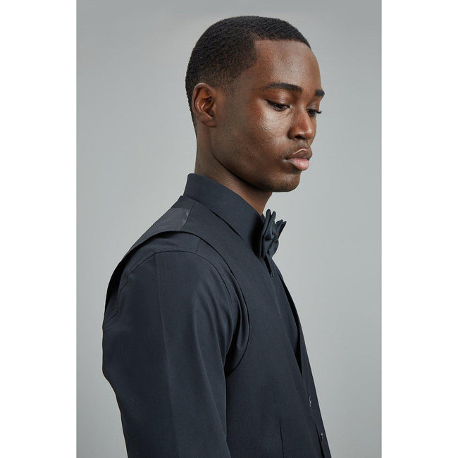 Black - Side - Burton Mens Essential Single-Breasted Slim Vest