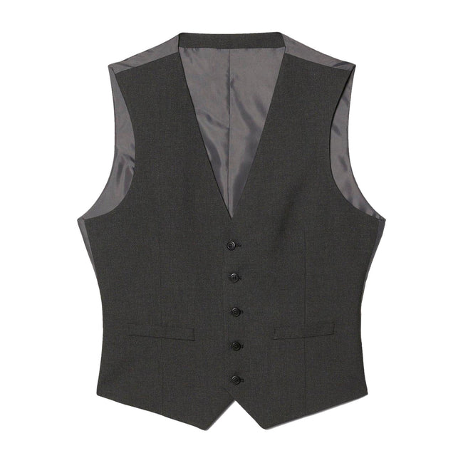 Charcoal - Front - Burton Mens Essential Single-Breasted Slim Vest