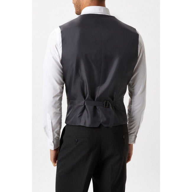 Charcoal - Back - Burton Mens Essential Single-Breasted Slim Vest