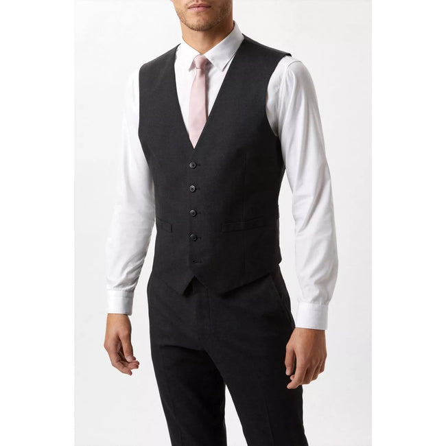 Charcoal - Side - Burton Mens Essential Single-Breasted Slim Vest