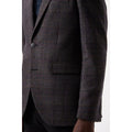 Brown - Side - Burton Mens Multi Check Slim Blazer