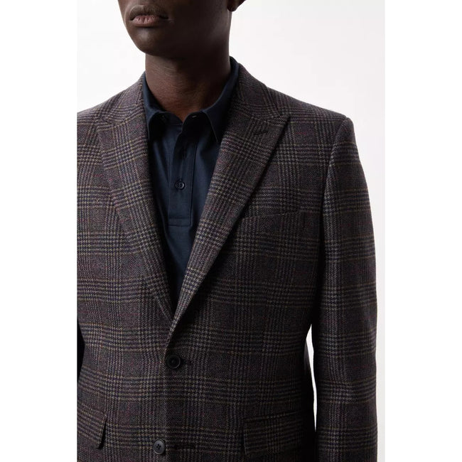 Brown - Pack Shot - Burton Mens Multi Check Slim Blazer