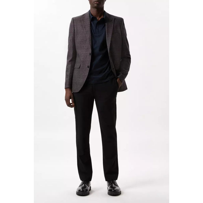 Brown - Close up - Burton Mens Multi Check Slim Blazer
