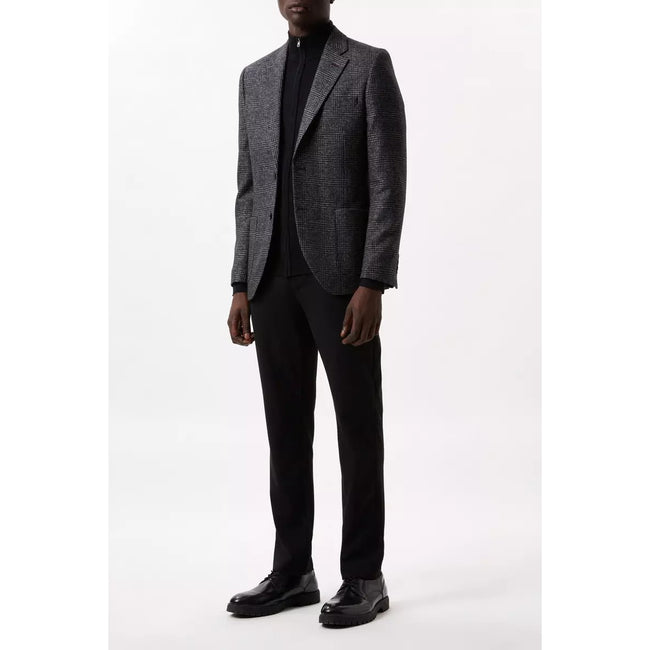Charcoal - Close up - Burton Mens Pow Checked Slim Blazer