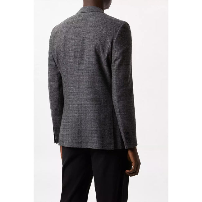 Gray - Back - Burton Mens Crosshatch Slim Blazer