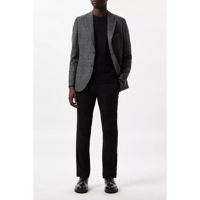 Gray - Close up - Burton Mens Crosshatch Slim Blazer