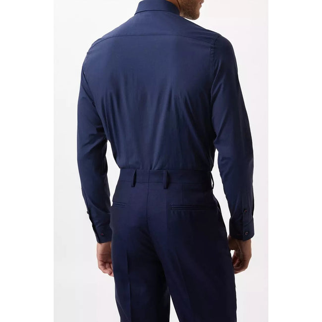 Navy - Back - Burton Mens Performance Slim Formal Shirt