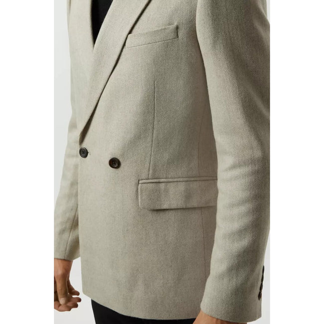 Neutral - Side - Burton Mens Basketweave Slim Blazer