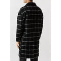 Navy - Back - Burton Mens Checked Wool Relaxed Fit Overcoat