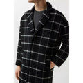 Navy - Side - Burton Mens Checked Wool Relaxed Fit Overcoat
