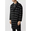 Navy - Lifestyle - Burton Mens Checked Wool Relaxed Fit Overcoat