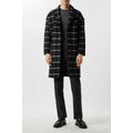 Navy - Pack Shot - Burton Mens Checked Wool Relaxed Fit Overcoat