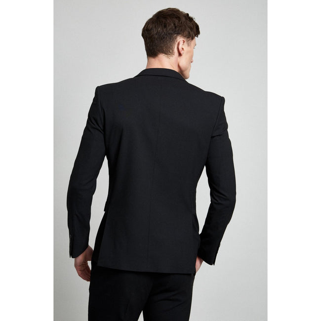Black - Back - Burton Mens Essential Single-Breasted Slim Suit Jacket