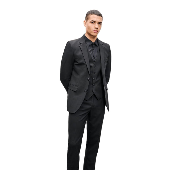 Black - Back - Burton Mens Essential Single-Breasted Slim Suit Jacket