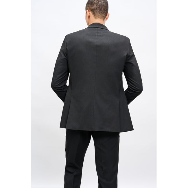 Black - Side - Burton Mens Essential Single-Breasted Slim Suit Jacket