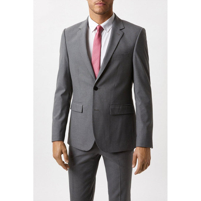 Light Grey - Pack Shot - Burton Mens Essential Single-Breasted Slim Suit Jacket
